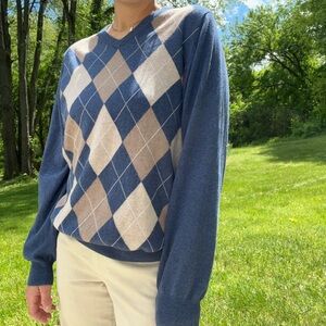Y2K argyle long sleeve sweater